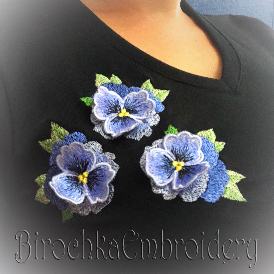 Machine Embroidery Design Pansies flower 3D machine embroidery pattern Digital Embroidery design